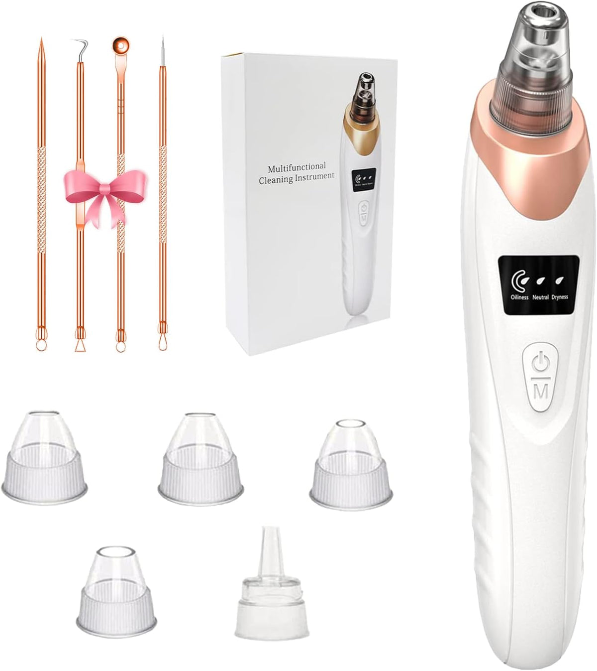 2026 Blackhead Remover Pore Vacuum,Facial Pore Cleaner-5 Suction Power,5 Probes,USB Rechargeable Blackhead Vacuum Kit Electric Acne Extractor Tool for Adult
