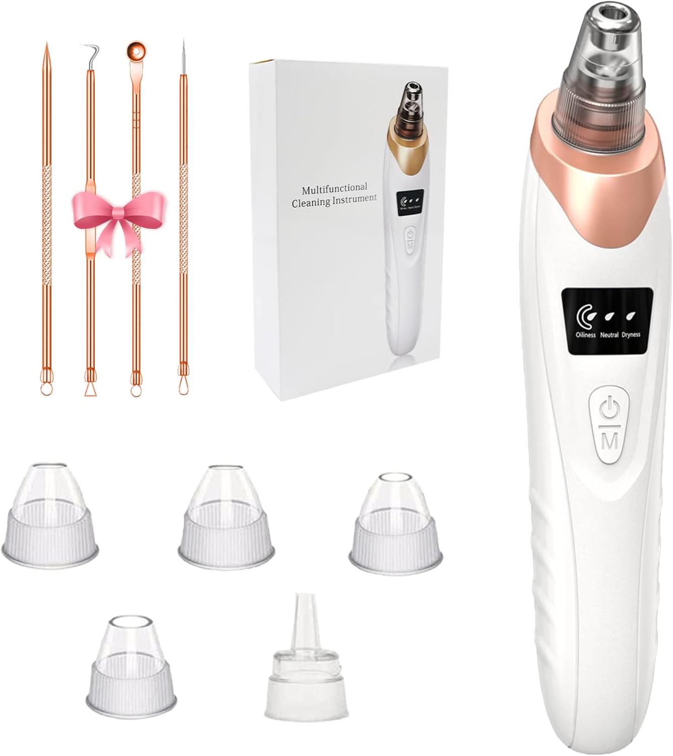2026 Blackhead Remover Pore Vacuum,Facial Pore Cleaner-5 Suction Power,5 Probes,USB Rechargeable Blackhead Vacuum Kit Electric Acne Extractor Tool for Adult