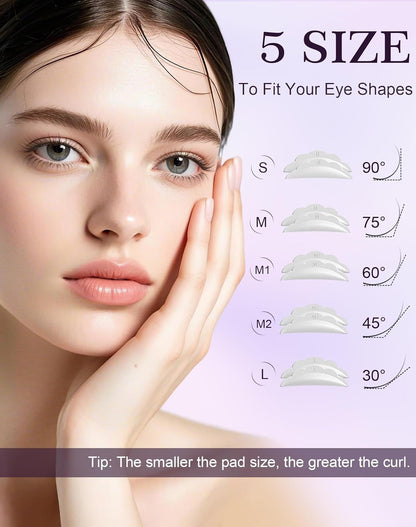 Lash Lift Kit, Eyelash Perm Kit, 5 Sets Lash Perm Kit Eyelash Lift Kit, Eyebrow Lamination Easy for Beginner, Professional Eyelash Curling Lash Extension Set, Home Achieve Semi-Permanent Curling