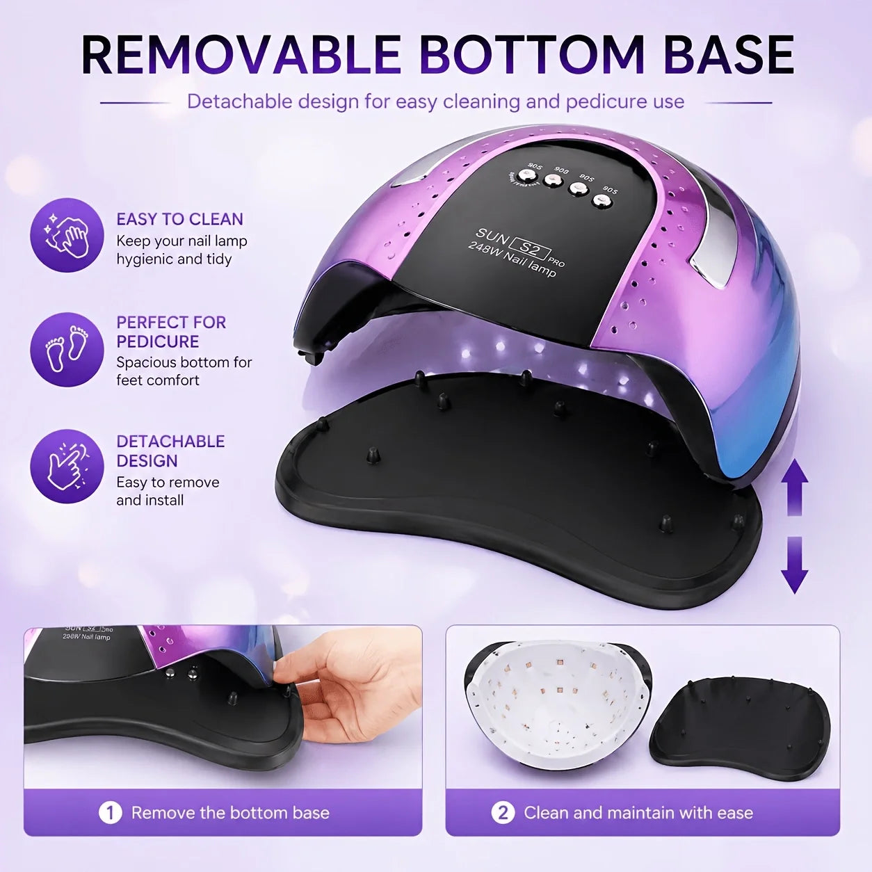 268W UV LED Nail Lamp Professional Gel Polish Drying Lamp For Manicure With Nail Tool Kit as Gift WHITE PINK PURPLE