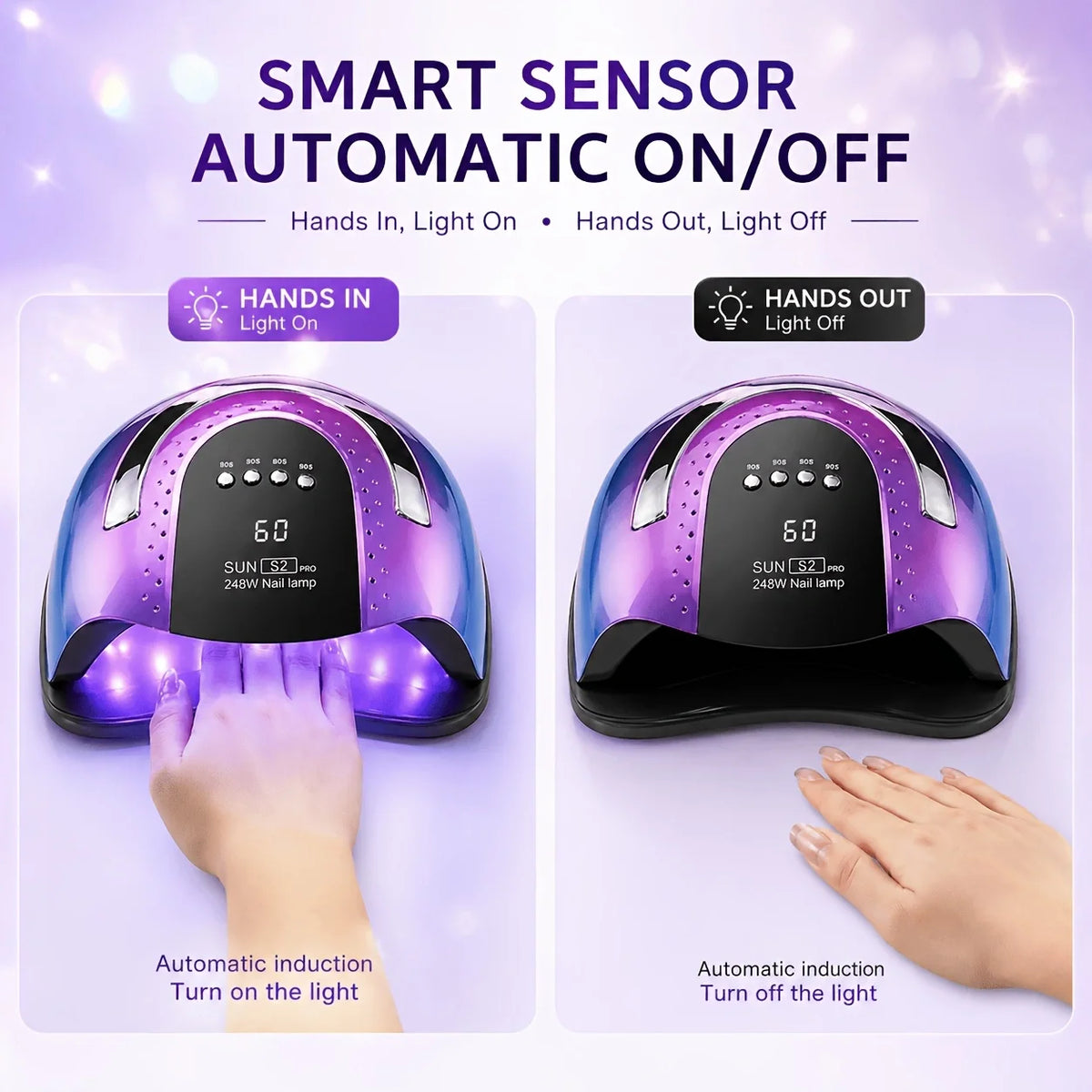 268W UV LED Nail Lamp Professional Gel Polish Drying Lamp For Manicure With Nail Tool Kit as Gift WHITE PINK PURPLE